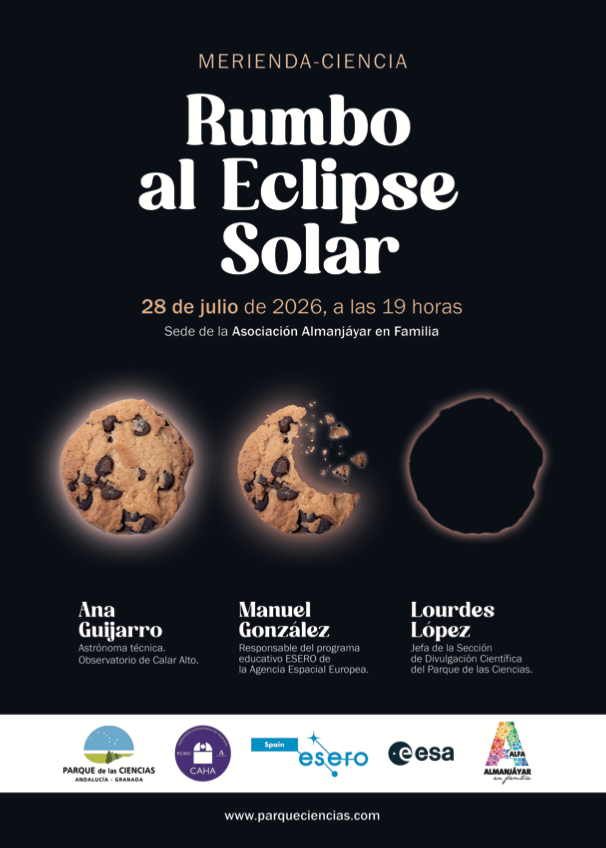 Cartel de la conferencia organizada por ESERO Spain junto con la Unidad de Divulgación del Parque de las Ciencias.